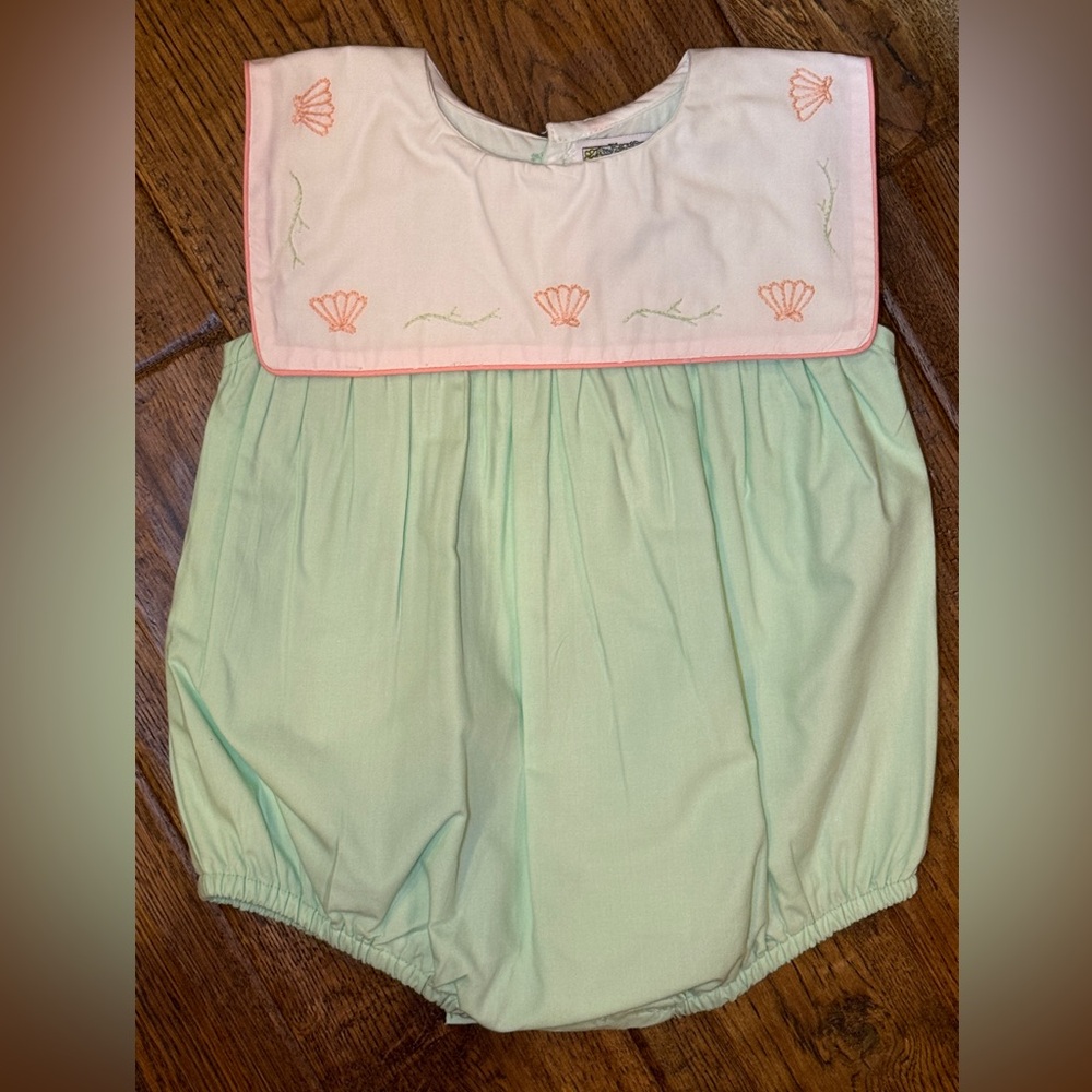 Christian Elizabeth & Co - Seafoam Seashell Girls Bubble - Size 18M